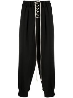 Yohji Yamamoto брюки с низким шаговым швом и шнуровкой