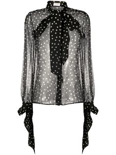 Saint Laurent полупрозрачная блузка в горох