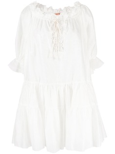 Ermanno Scervino платье с оборками и короткими рукавами