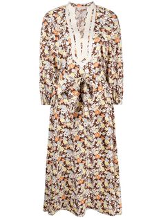 Tory Burch расклешенное платье миди с цветочным принтом