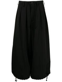 Yohji Yamamoto брюки со складками и низким шаговым швом