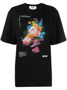 MSGM футболка оверсайз с цветочным принтом