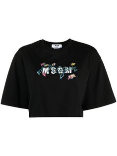 MSGM укороченная футболка с логотипом