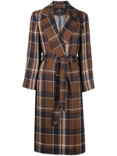 Etro клетчатое пальто длины миди