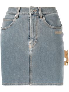 Off-White джинсовая юбка с нашивкой-логотипом