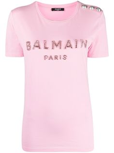 Balmain футболка с вышитым логотипом