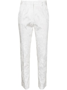 Etro жаккардовые брюки с узором Leafy