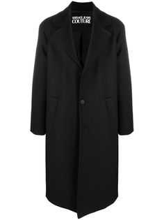 Versace Jeans Couture однобортное пальто с нашивкой-логотипом