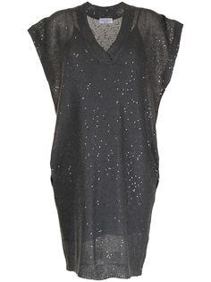 Brunello Cucinelli платье с пайетками и V-образным вырезом