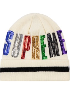 Supreme шапка бини New Era с пайетками