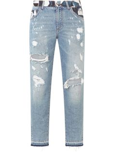 Dolce & Gabbana джинсы со вставками и принтом Majolica