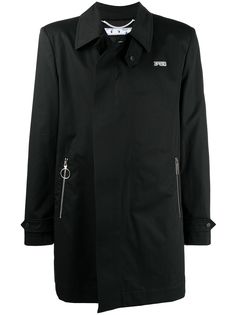 Off-White однобортное пальто Mac с капюшоном