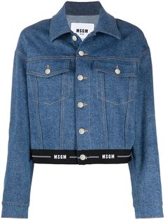 MSGM укороченная джинсовая куртка с логотипом