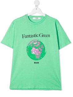 Msgm Kids футболка с принтом Fantastic Green