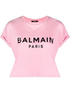 Balmain укороченная футболка с короткими рукавами