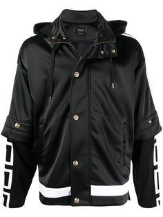 Versace куртка с капюшоном и узором Greca