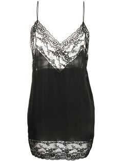 Saint Laurent платье-комбинация с кружевом