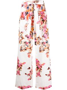 MSGM брюки с цветочным принтом и завязками