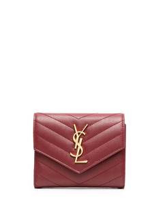 Saint Laurent стеганый кошелек с монограммой