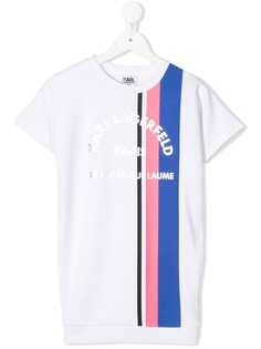 Karl Lagerfeld Kids платье-футболка в полоску с логотипом