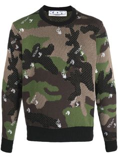 Off-White camouflage-print intarsia-knit jumper