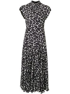 Proenza Schouler платье миди с леопардовым принтом и короткими рукавами