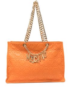 Moschino стеганая сумка-тоут с логотипом