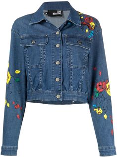 Love Moschino джинсовая куртка с цветочным принтом