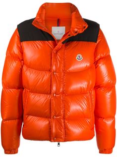 Moncler пуховик с контрастной вставкой
