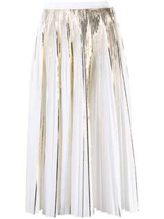 Valentino плиссированная юбка с эффектом металлик