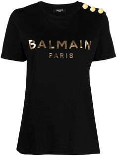 Balmain футболка с декоративными пуговицами и логотипом