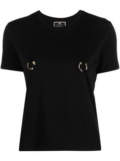 Elisabetta Franchi декорированная футболка с круглым вырезом