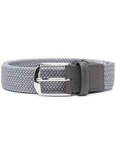 Canali woven leather-trim belt