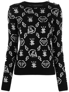 Philipp Plein двухцветный джемпер вязки интарсия