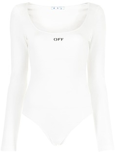 Off-White боди с логотипом и U-образным вырезом