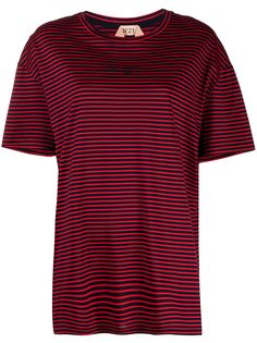 Nº21 logo print striped T-shirt