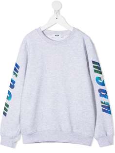Msgm Kids holographic logo-print cotton sweatshirt