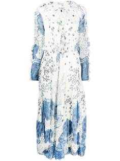 RED Valentino расклешенное платье с оборками и цветочным принтом