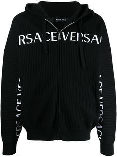 Versace logo-print zip-fastening hoodie