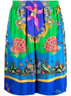 Versace shell-print silk shorts