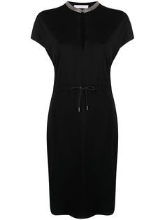 Fabiana Filippi crystal-collar short-sleeve dress