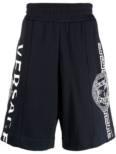 Versace logo-print knee-length shorts