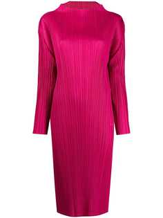 Pleats Please Issey Miyake плиссированное платье с воротником-стойкой