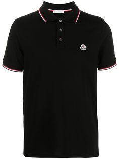 Moncler рубашка поло из ткани пике с контрастными полосками