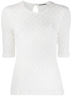 Jil Sander трикотажный топ с цветочной вышивкой
