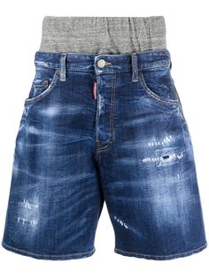 Dsquared2 джинсовые шорты с эффектом потертости
