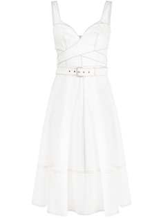 Alexander McQueen расклешенное платье с контрастной строчкой
