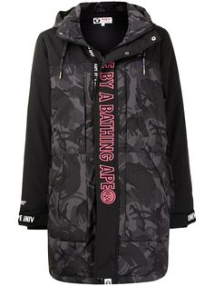 AAPE BY *A BATHING APE® пуховик с капюшоном и логотипом