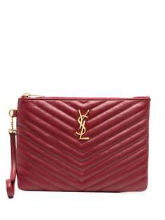Saint Laurent стеганый клатч с логотипом