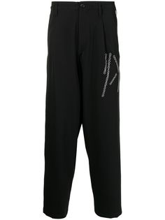 Yohji Yamamoto брюки с вышитым логотипом
